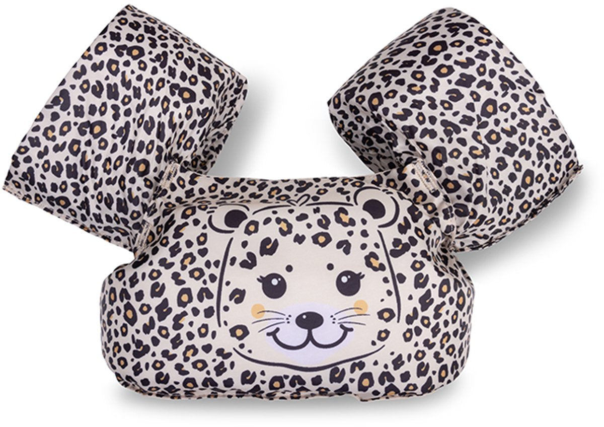 Merkloos sans marque swim essentials - puddle jumper 2 jaar zwemgordel beige - panterprint - 18 tot 30 kg - 2 6 jaar