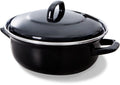 Bk fortalit emaille braadpan 28cm 4l – inductie braadpan – geëmailleerd staal – ovenbestendig tot 230 graden – geen antiaanbaklaag – met deksel – zwart blauw