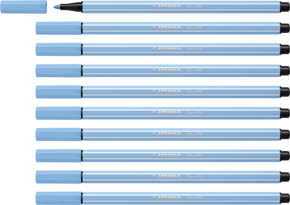 Stabilo pen 68 - premium viltstift - ijs blauw - doos 10 stuks