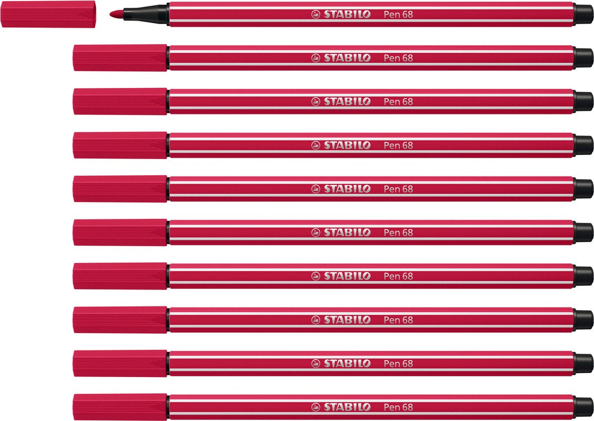 Stabilo pen 68 - premium viltstift - donkerrood - doos 10 stuks