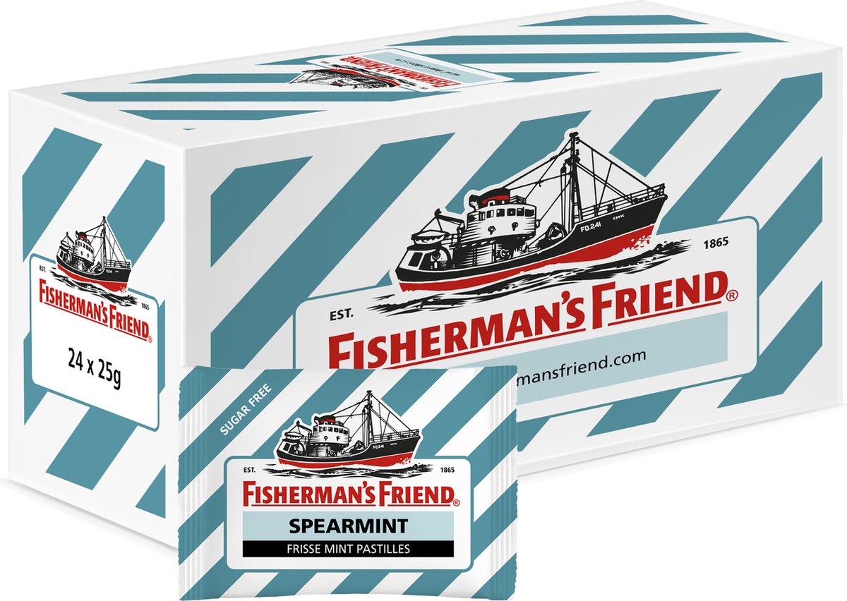 Fisherman's friend spearmint suikervrij - 24 zakjes x 25 gram