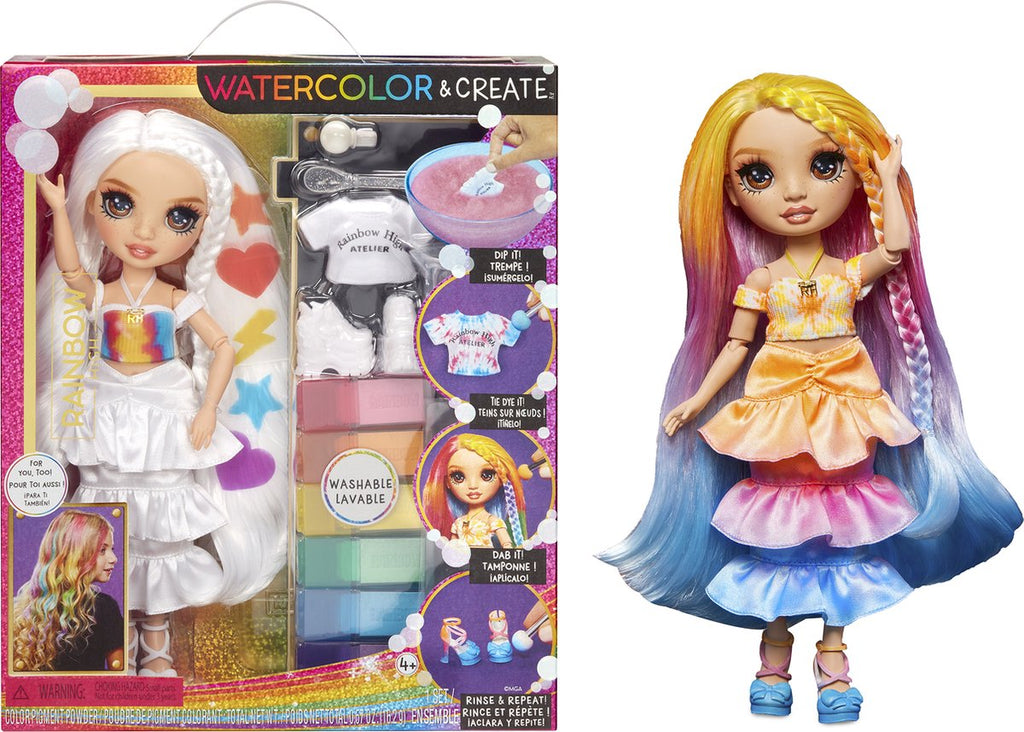 MGA Entertainment Rainbow High Watercolor Create-Fashion Puppe - Braune Augen
