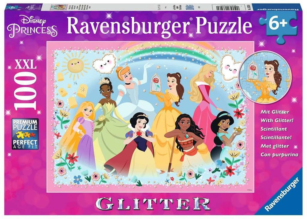 Ravensburger Disney Prinzessin Glitzerpuzzle, 100 Stück, XXL
