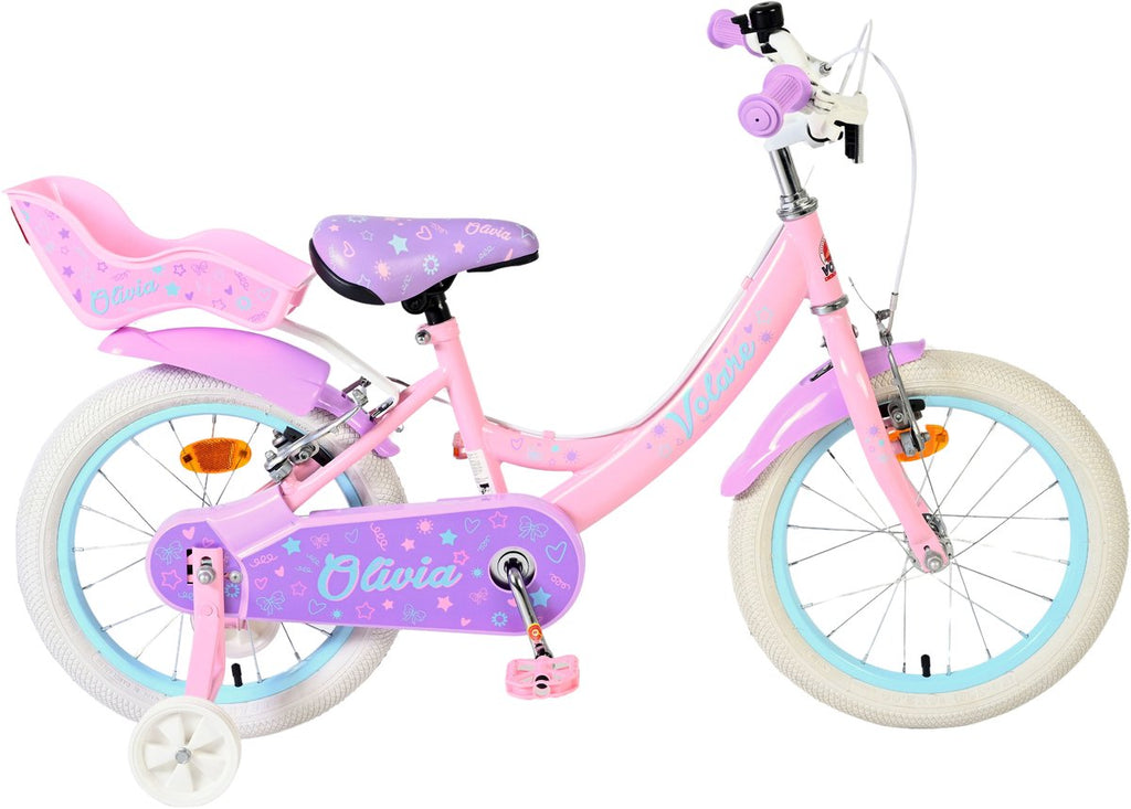 Volare Olivia Kinderfahrrad - Mädchen - 16 Zoll - Rosa - Zwei Handbremsen