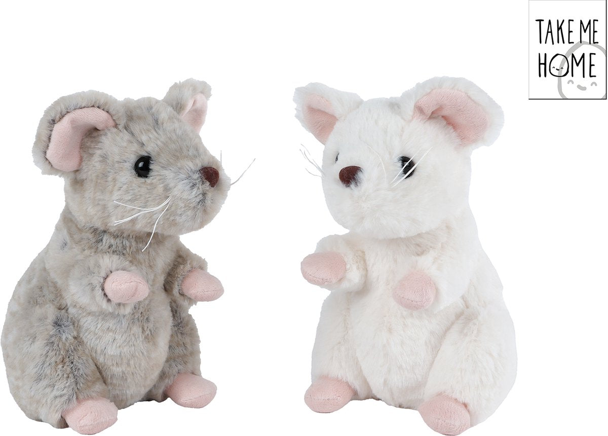 Take me home muis pluche zittend - 19cm