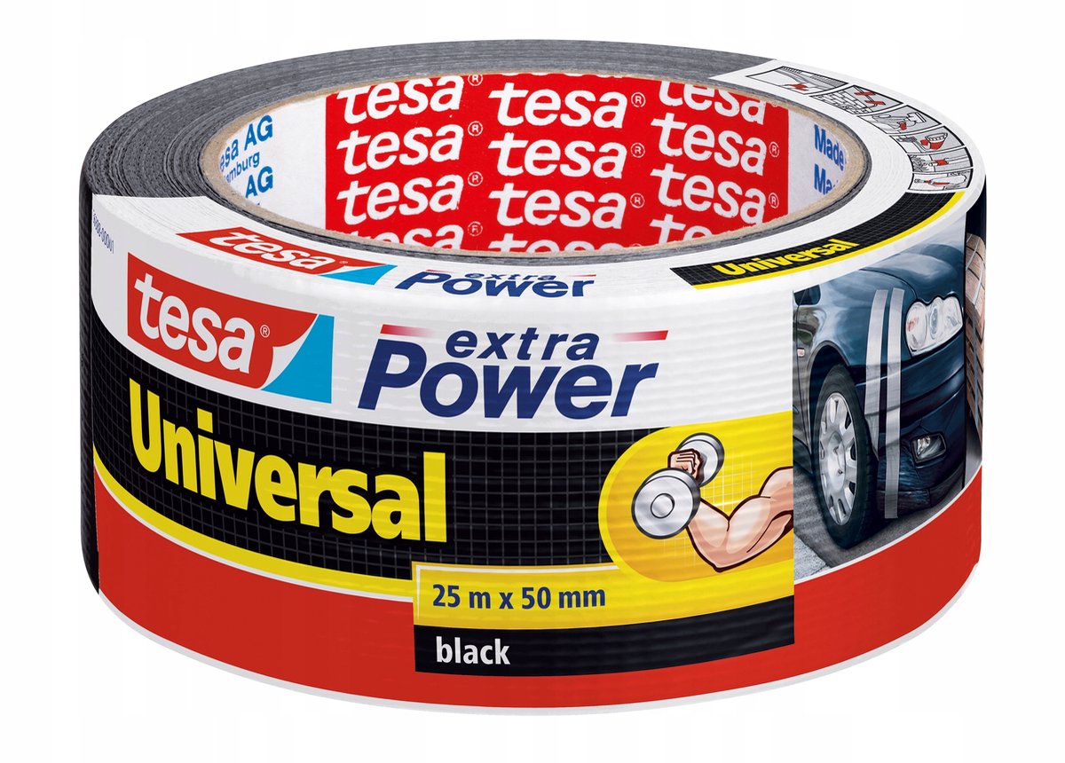 Tesa extra power universele textieltape ducttape voor repareren, bundelen of afdichten – zwart