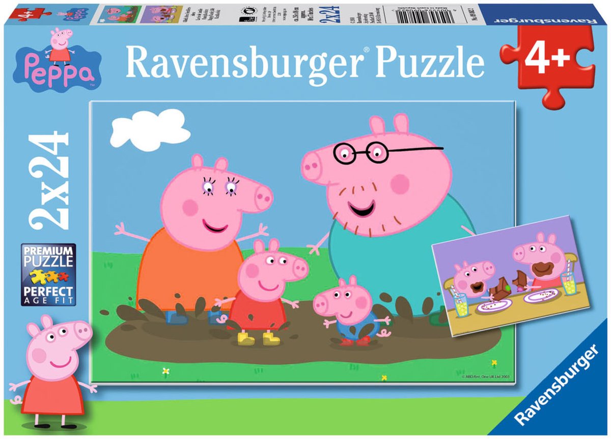 Ravensburger Puzzle „Fröhliche Familie Peppa Pig“, 2 x 24 Teile.