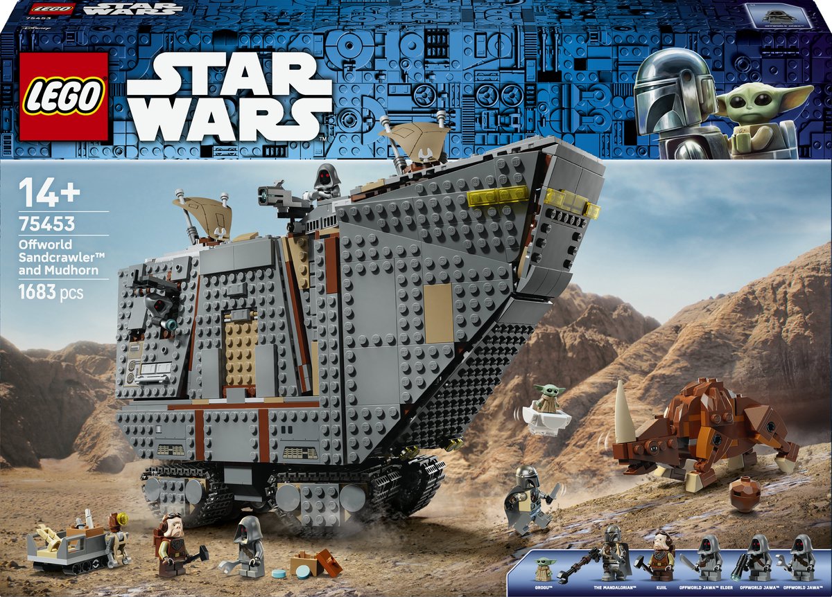 Lego ® star wars: de mandalorian™ offworld sandcrawler™ en mudhorn - bouwspeelgoed met voertuig voor kinderen - inclusief 7 personages - cadeautip voor jongens, meisjes en fans vanaf 14 jaar - 75453