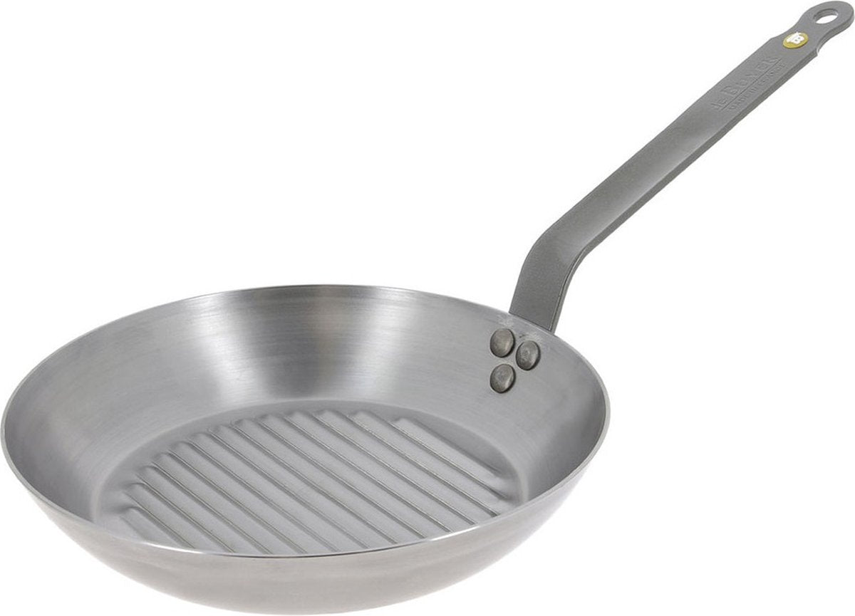 Debuyer de buyer mineral b grillpan 32 cm – ronde grillpan – plaatstaal – pfas-vrij – geschikt voor inductie – made in france