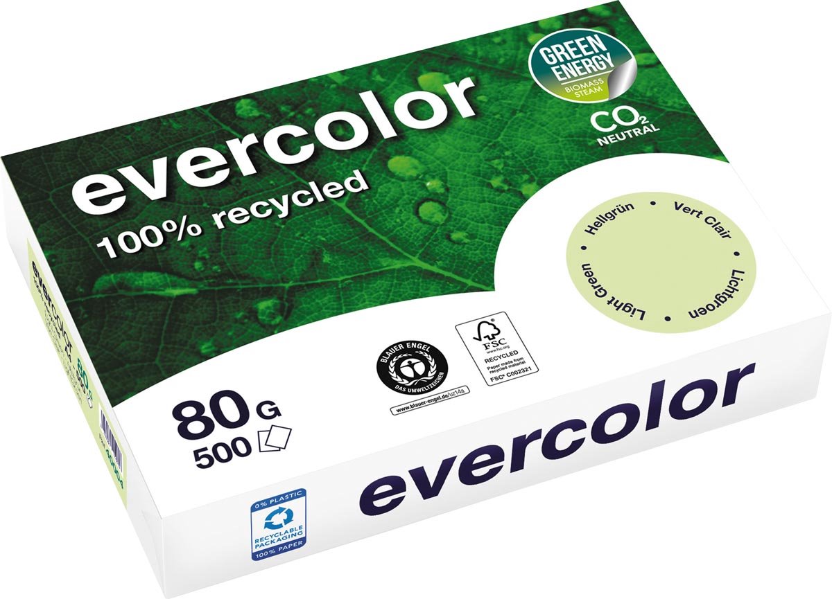 Clairefontaine evercolor | gekleurd gerecycleerd papier | a4 | 80 g | 500 vel | lichtgroen