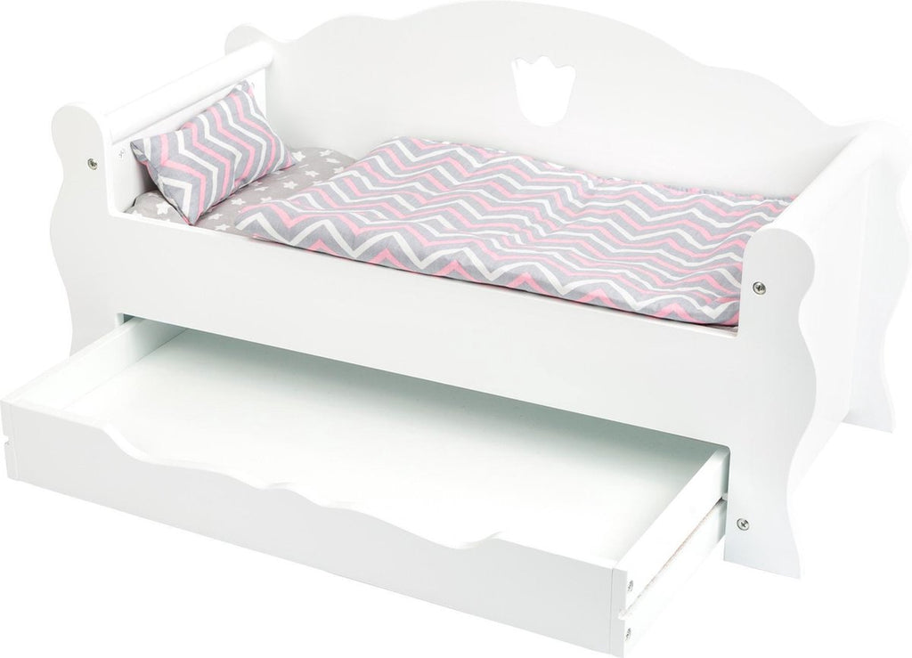 Small Foot - Puppenbett aus Holz mit Schublade und Bettwäsche, 4-teilig.