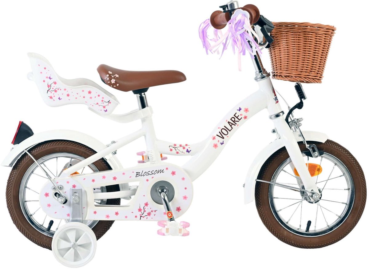 Volare Blossom Kinderfahrrad – Mädchen – 12 Zoll – Weiß