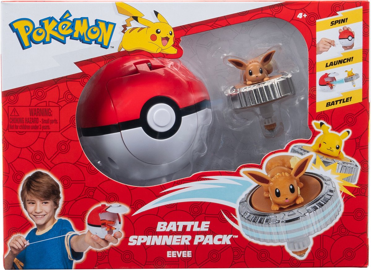 Jazwares Pokémon-Kampf-Spinner-Spiel – Evoli-Pokéball