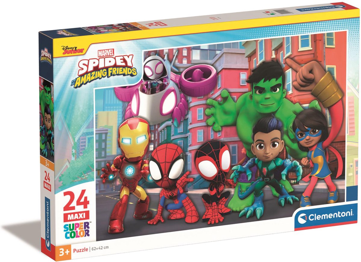 Clementoni Legpuzzel Super Color Maxi Spidey, 24.