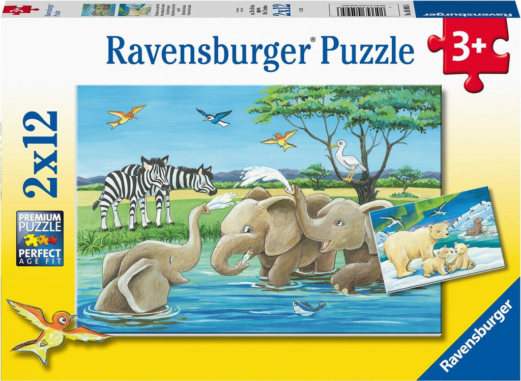 Ravensburger Puzzle Junge Tiere aus aller Welt, 2x12 Teile.