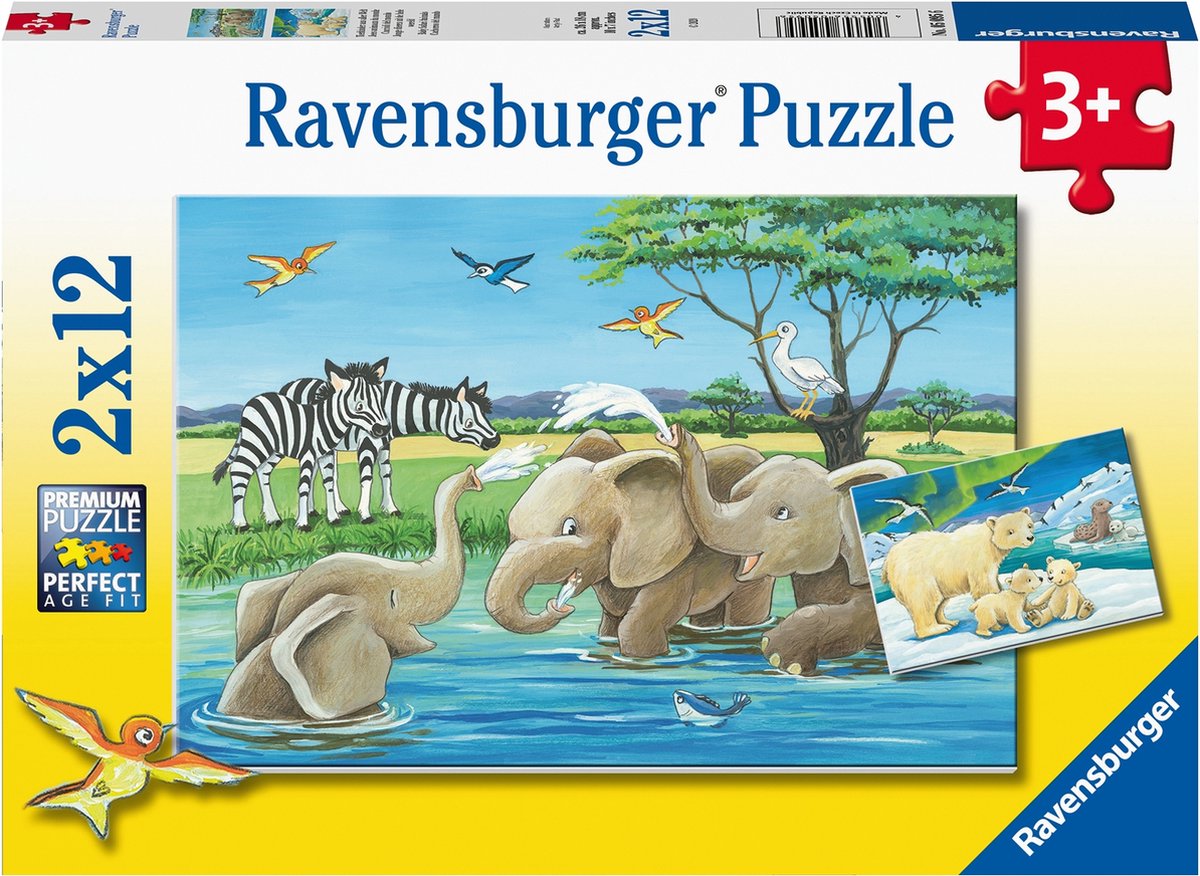 Ravensburger Puzzle Junge Tiere aus aller Welt, 2x12 Teile.