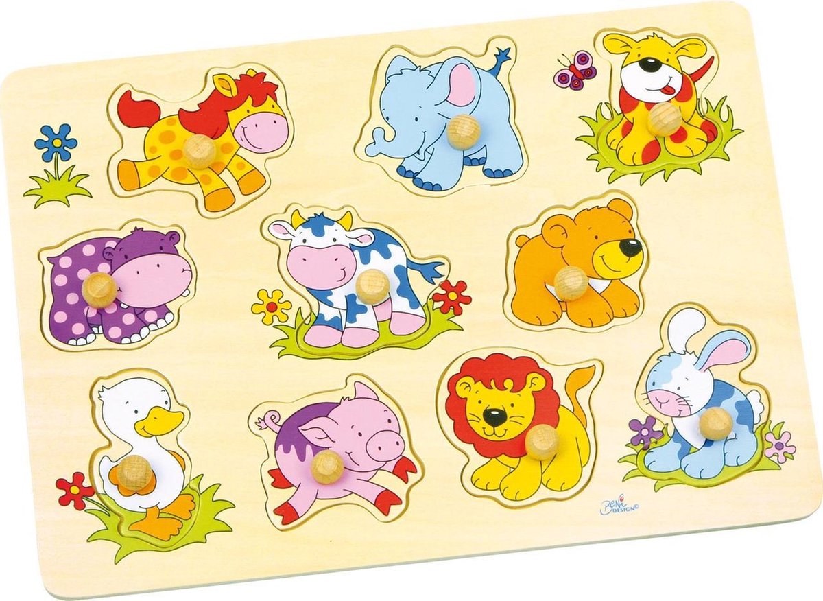 Goki Holzpuzzle mit Tiermotiven für Babys