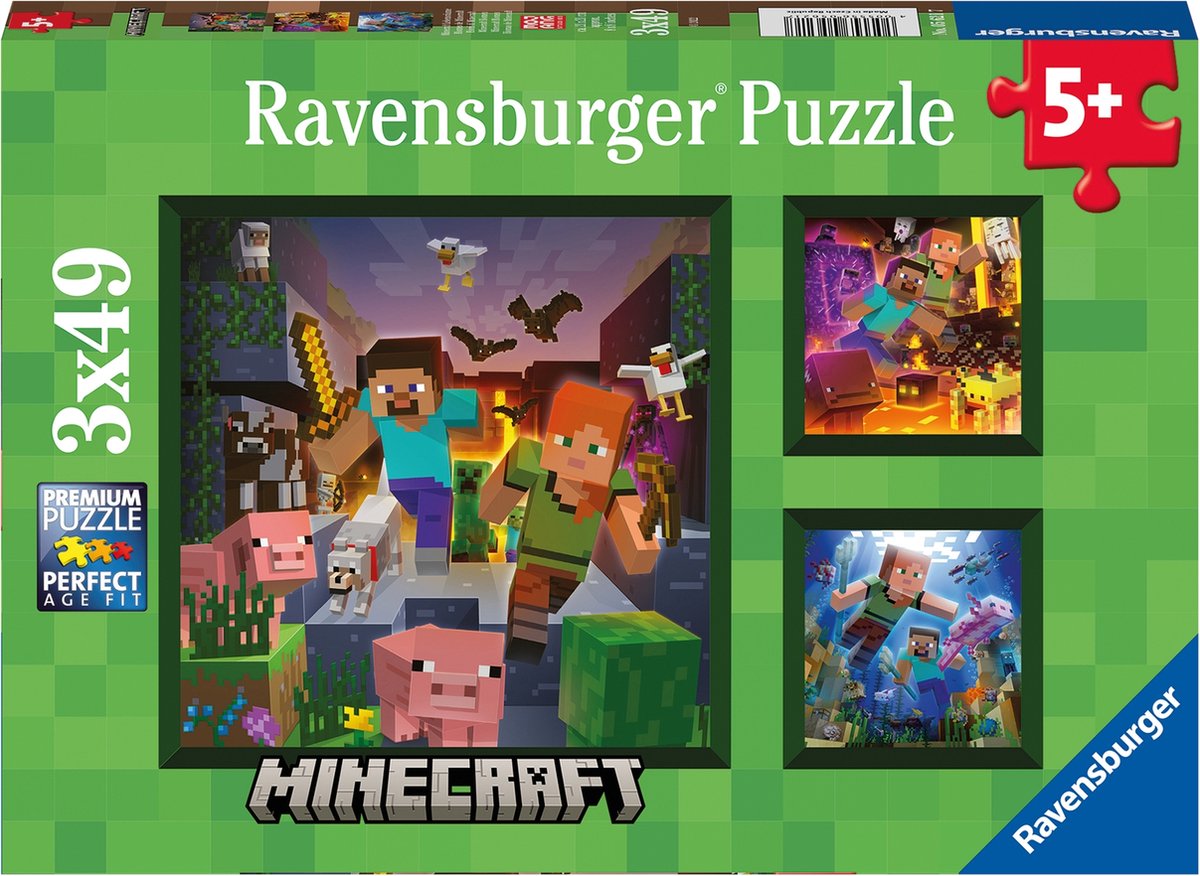 Ravensburger Puzzle Minecraft Biome, 3x49 Teile.
