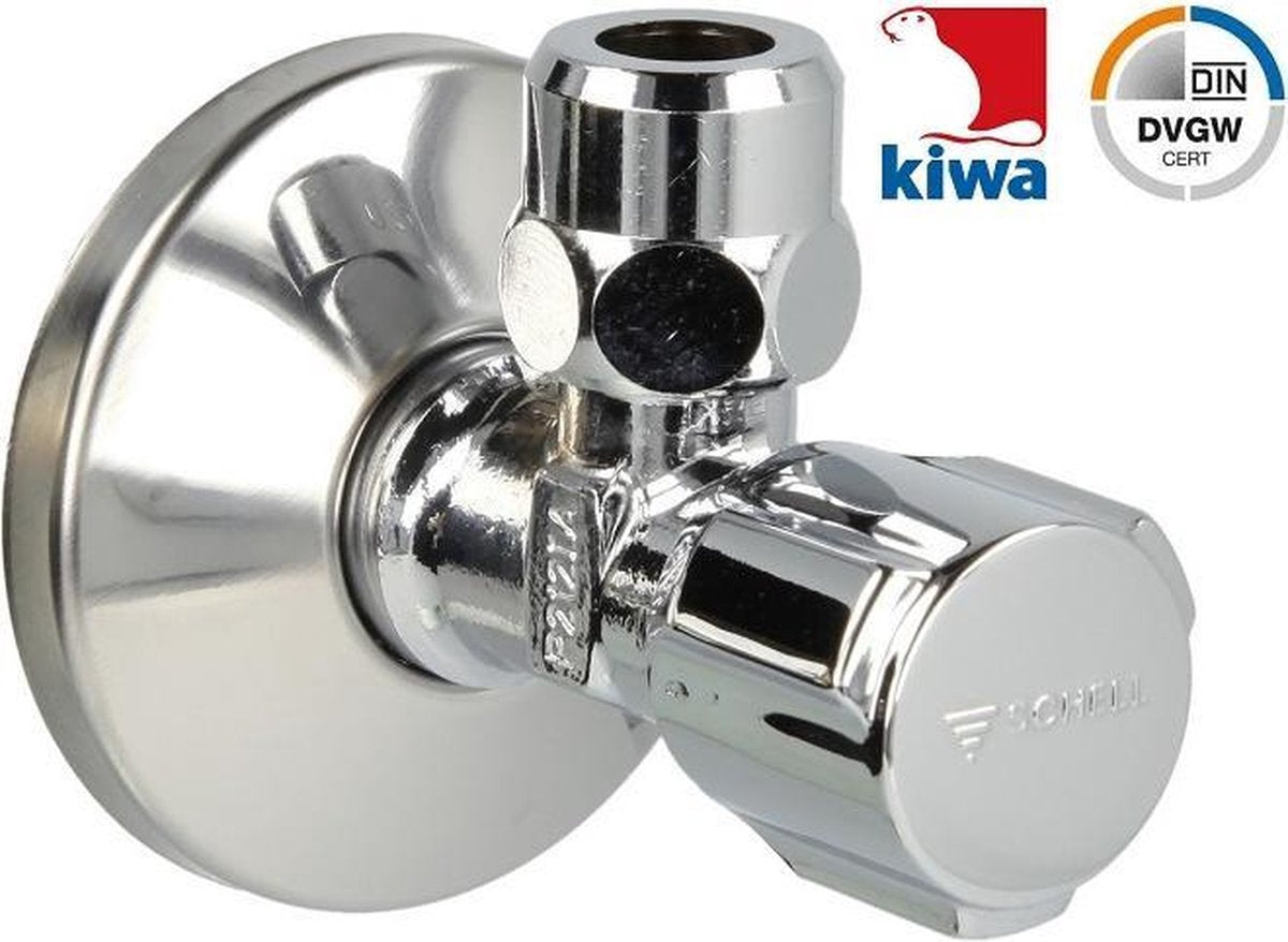 Schell hoekstopkraan comfort 1 2 x 10 mm knel + rozet -zelf afdichtend