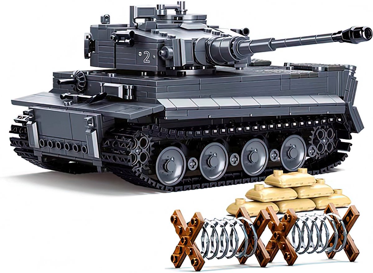 Sluban powerbricks rc voertuig tiger tank bouwset wwii constructie modelbouw speelgoed bouwpakket vanaf 8 jaar - m38-b0851 - 814 bouwstenen