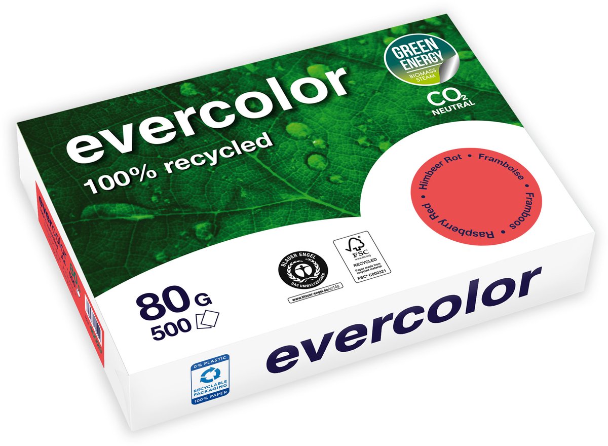 Clairefontaine evercolor, gekleurd gerecycleerd papier, a4, 80 g, 500 vel, ivoor