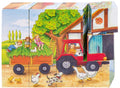 Goki Holzbausteinpuzzle Jahreszeiten auf dem Bauernhof, 12 Teile.