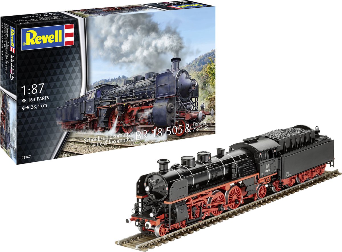 Revell modelbouwpakket militaire voertuigen - 02167 baureihe 18 505 - tender 2'3' t 38 - stoomlocomotief plastic - 1:87 - modelbouw