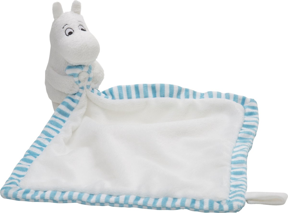 Rätt start - moomin - knuffeldoekje blauw - 24 x 24 cm - met speenlus - zacht baby knuffeldoek - wasbaar
