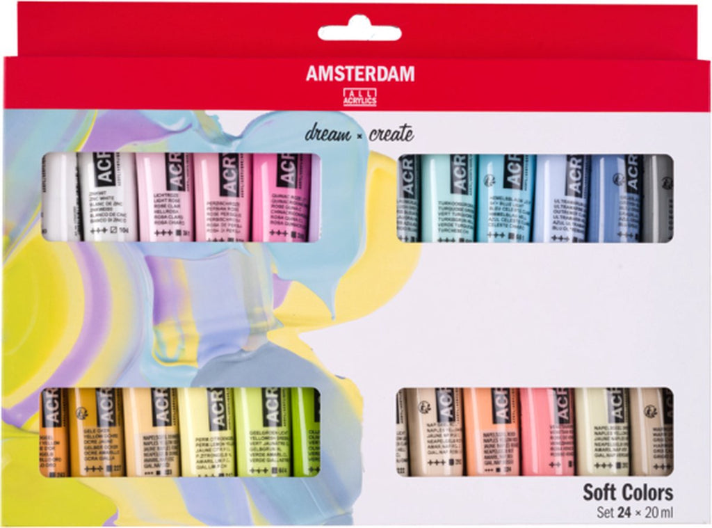 Bruynzeel amsterdam standard series acrylverf zachte kleuren set 20ml, 24dlg.