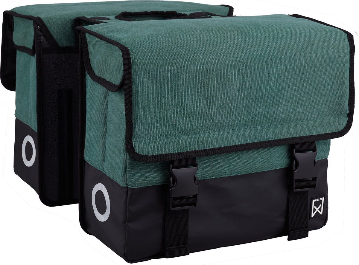 Willex dubbele canvas tas plus hunter green matt black 40l
