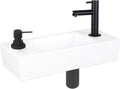 Differnz sapon fonteinset - 42.5x18.5x9cm - rechthoek - 1 kraangat - zwart mat - keramiek wit