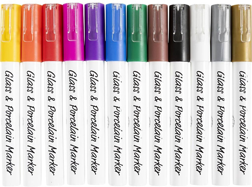 Creativ Company Glasporzellan-Marker, 12 Stück.