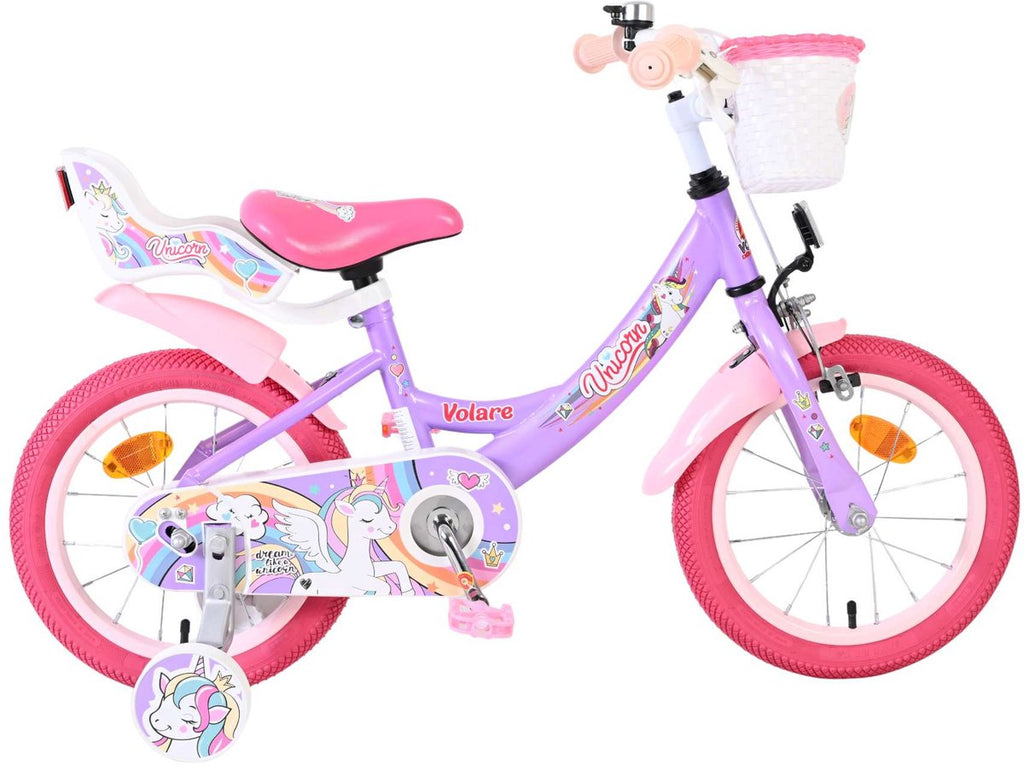 Volare unicorn kinderfiets - meisjes - 14 inch - paars