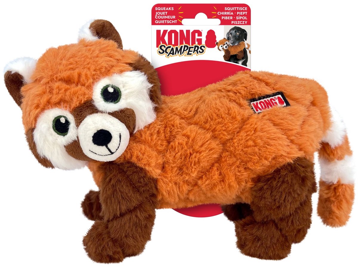 Kong scampers red panda - knuffel - 22.86x25.4x12.07 cm bruin m one size