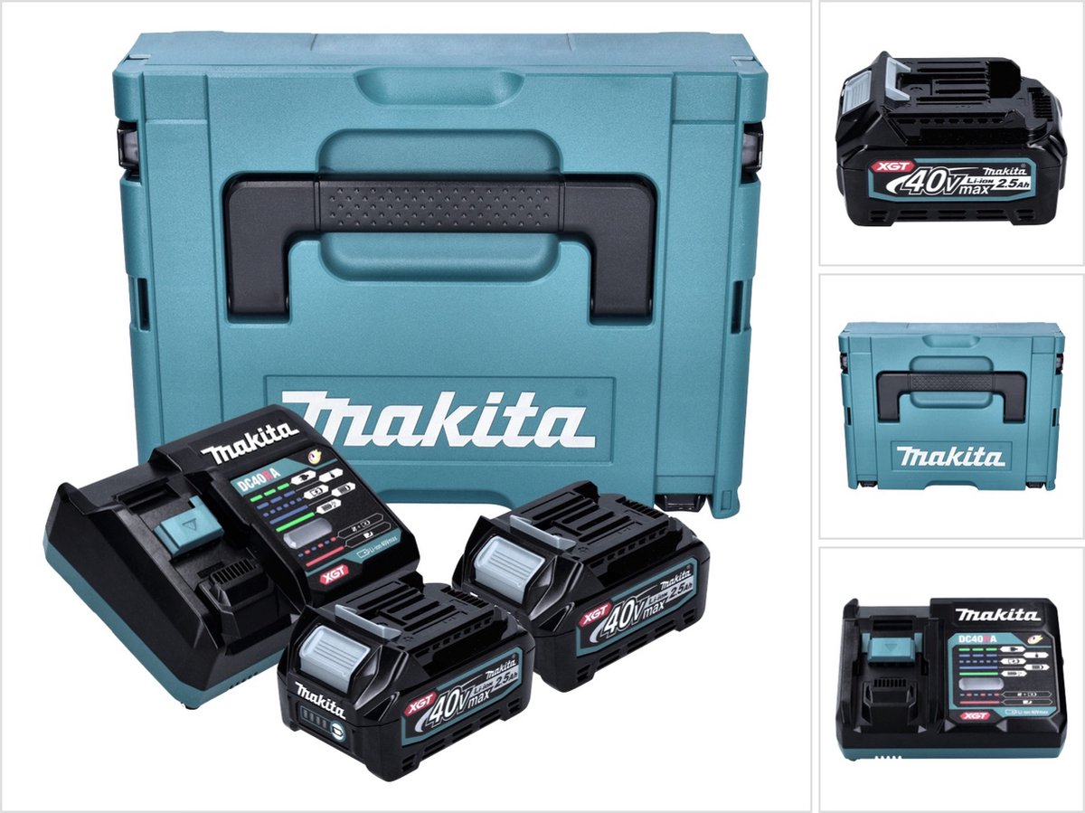 Makita toebehoren - set van 12 a lader en 2x 40 v xgt 2,5 ah accu 191j81-6