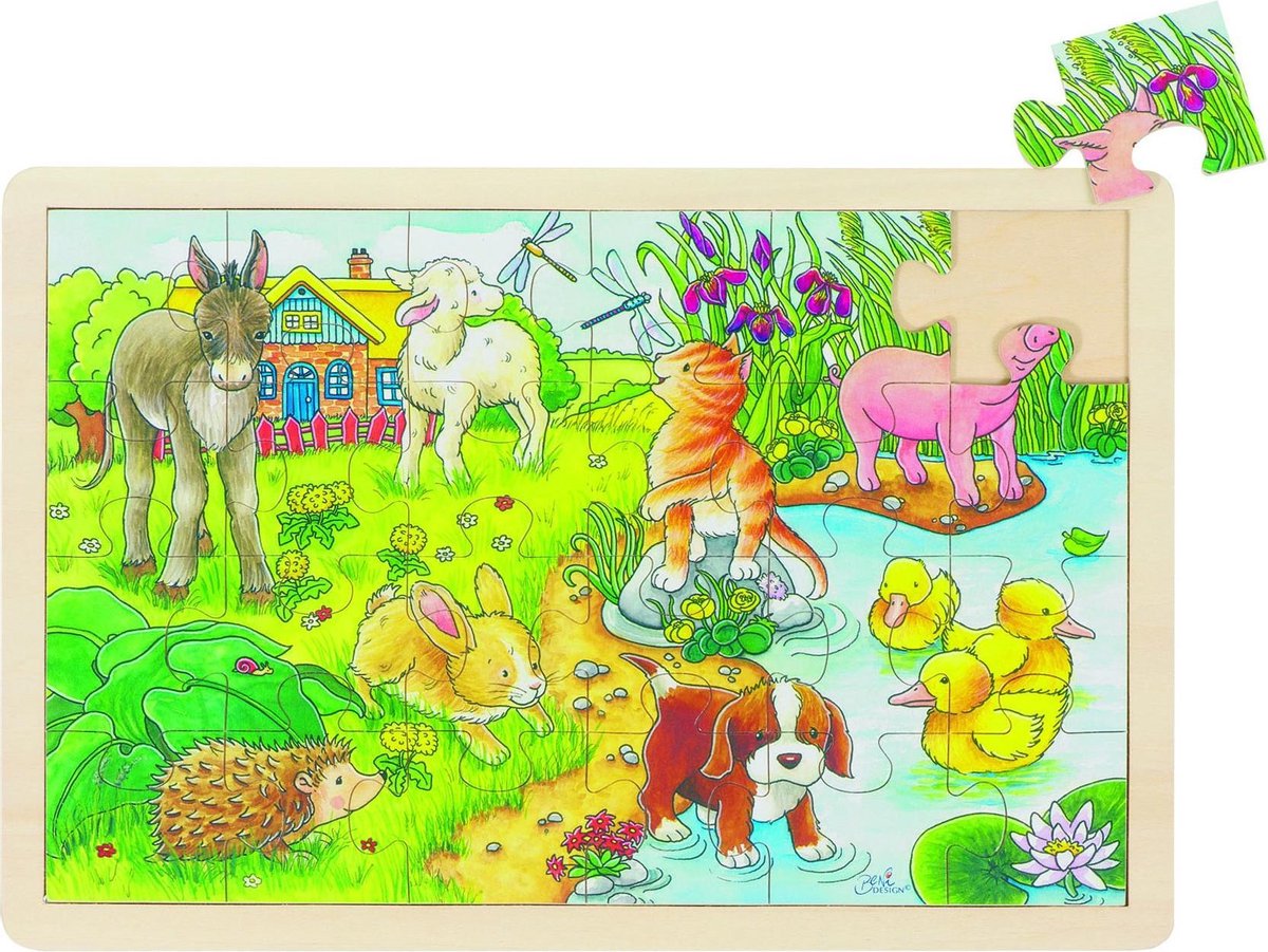 Goki Holzpuzzle Babytiere, 24 Teile.
