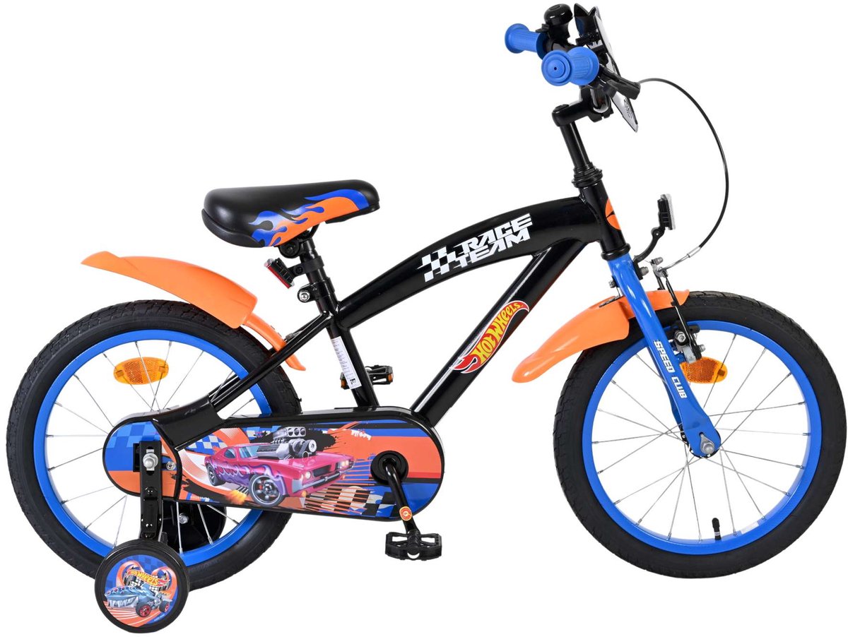Hot Wheels Kinderfahrrad – Jungen – 16 Zoll – Schwarz, Orange, Blau