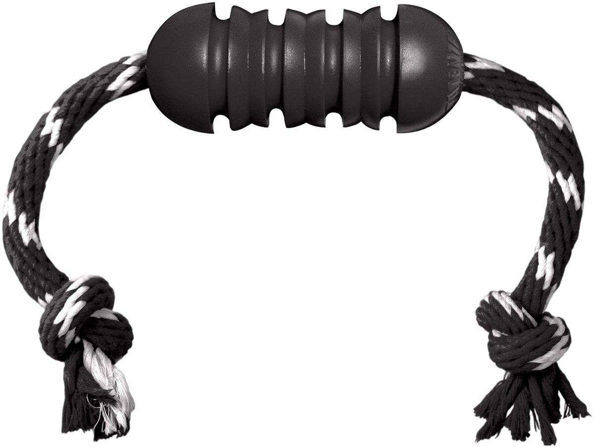 Kong exterme dental met touw - zwart wit - 12 x 5 x 5 cm