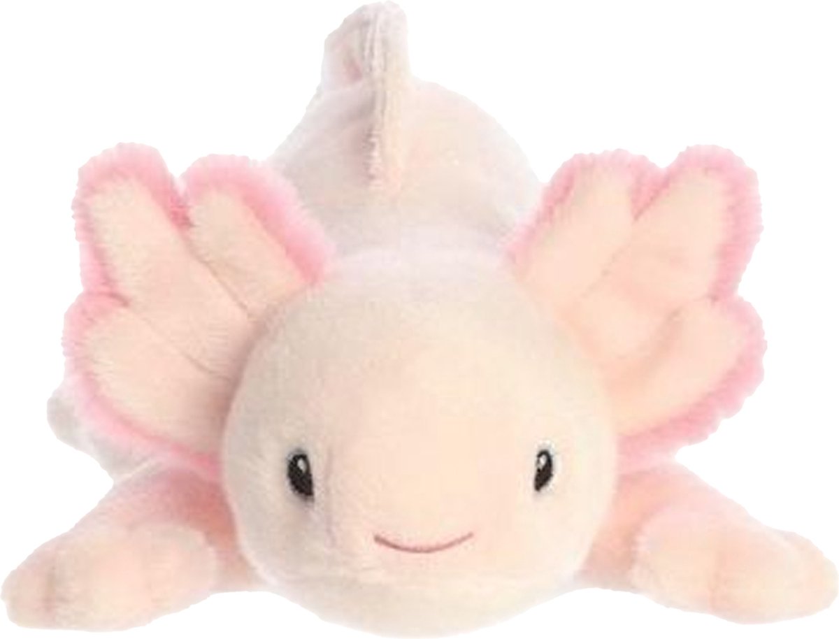 Aurora eco nation pluche knuffeldier axolotl - roze - 37 cm - waterdieren thema speelgoed