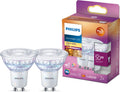 Philips led energiezuinige spot - 50 w - gu10 - dimbaar warmwit licht - 2 stuks - bespaar op energiekosten