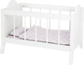 Small foot poppenbed met beddengoed junior 50 x 30 cm hout wit