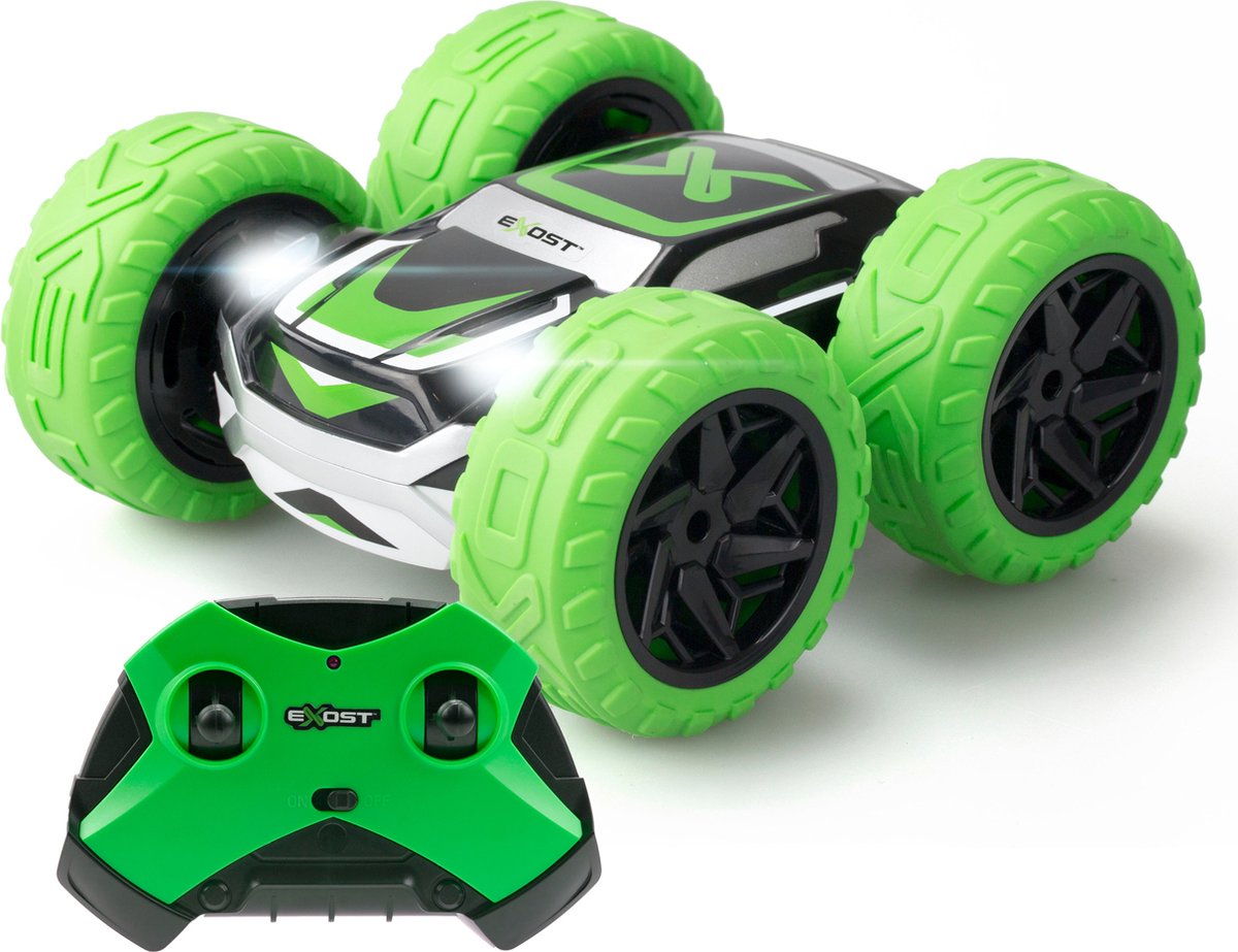 Exost rc 360 cross ii stuntauto groen 1:18 - rc auto - bestuurbare auto - met koplampen