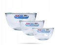 Merkloos sans marque set van 3 ovenvaste glazen schalen rond - 14cm, 17cm, 20cm
