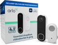 Arlo 2k draadloze video deurbel met camera gong, 1 deubelset, wit