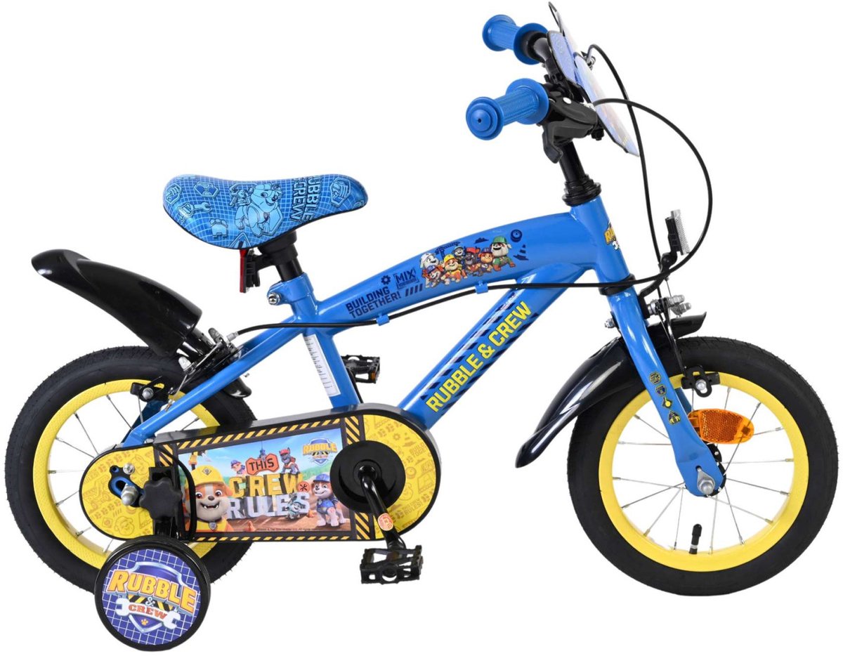 Abi paw patrol - rubble crew - kinderfiets - jongens - 12 inch - blauw - twee handremmen