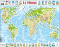 Larsen carte topographique du monde – puzzle – monde – géographie physique – puzzle éducatif pour enfants – 80 pièces – fabriqué en norvège – pièces extra épaisses de 2,5 mm – plateau avec bord fixe