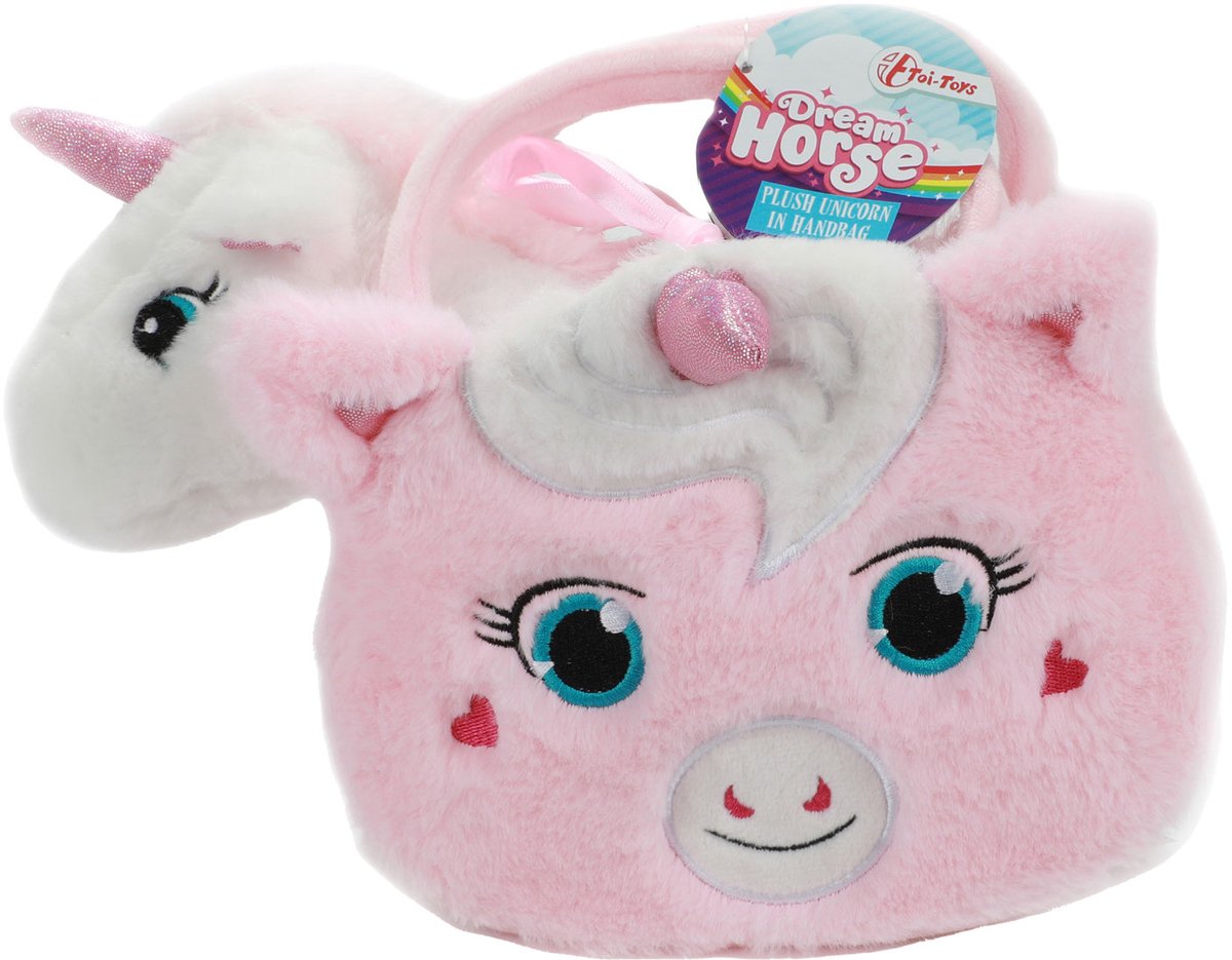 Toi-toys toi toys dream horse pluche eenhoorn in eenhoorntas 10x27x25cm