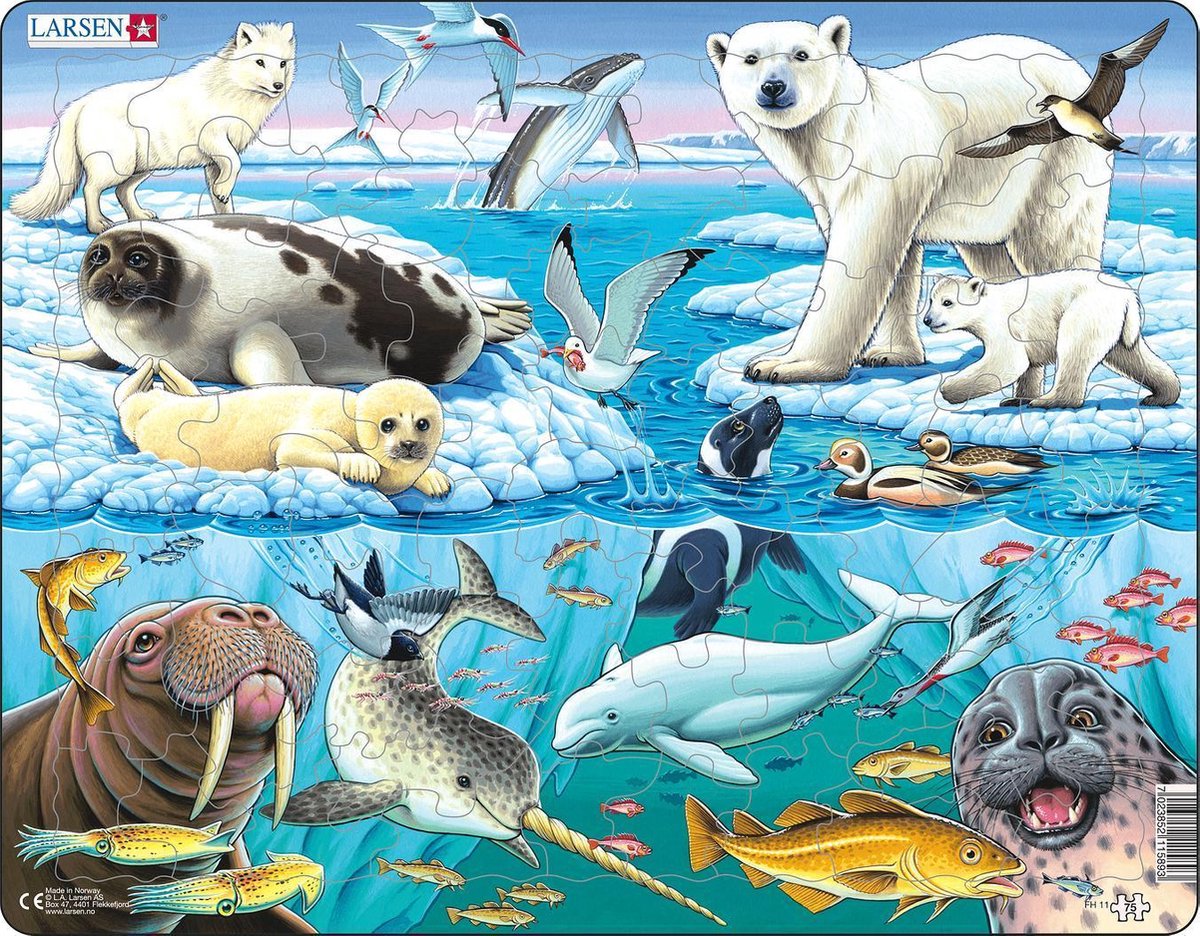Selecta Larsen Puzzle Tiere - Arktische Tiere, 75 Teile.