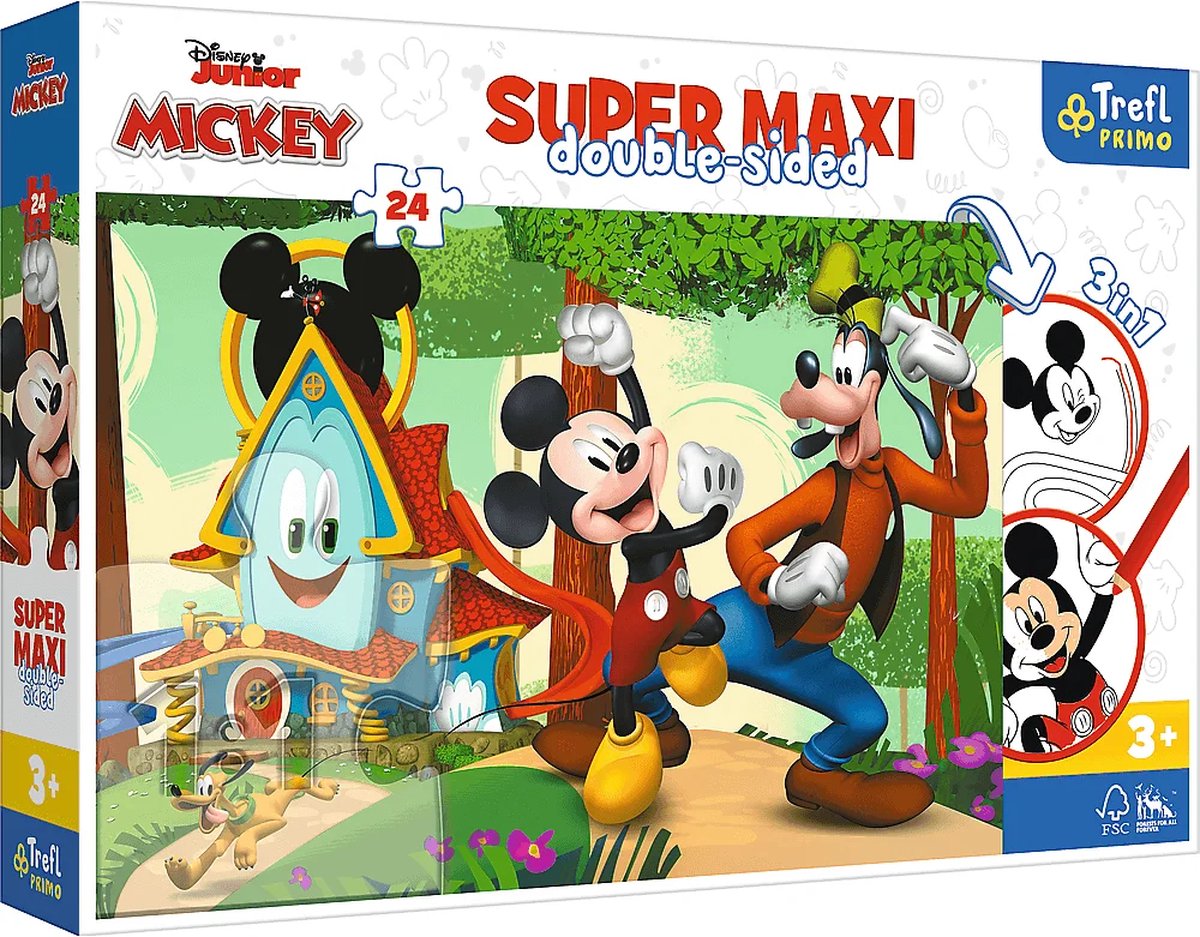 Trefl puzzel 3 in 1 mickey mouse + kleurplaat + volgspel