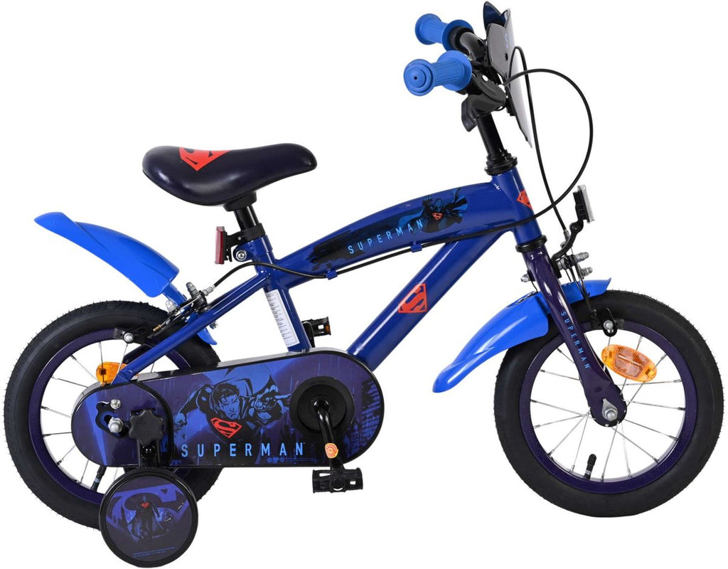 Superman kinderfiets - jongens - 12 inch - blauw - twee handremmen